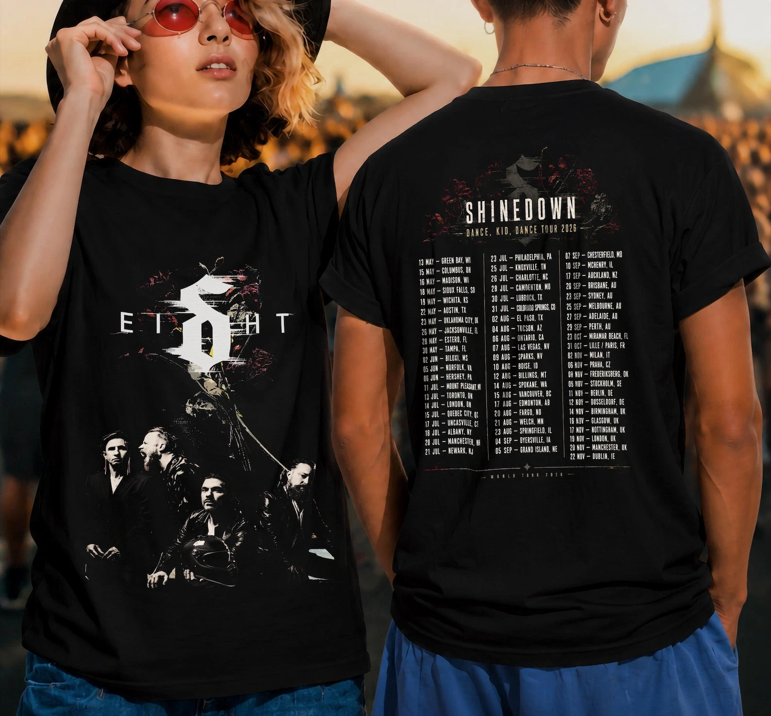 shine down Dance Kid Dance Tour 2026 Graphic T Shirt, Vintage Rock Concert Merch