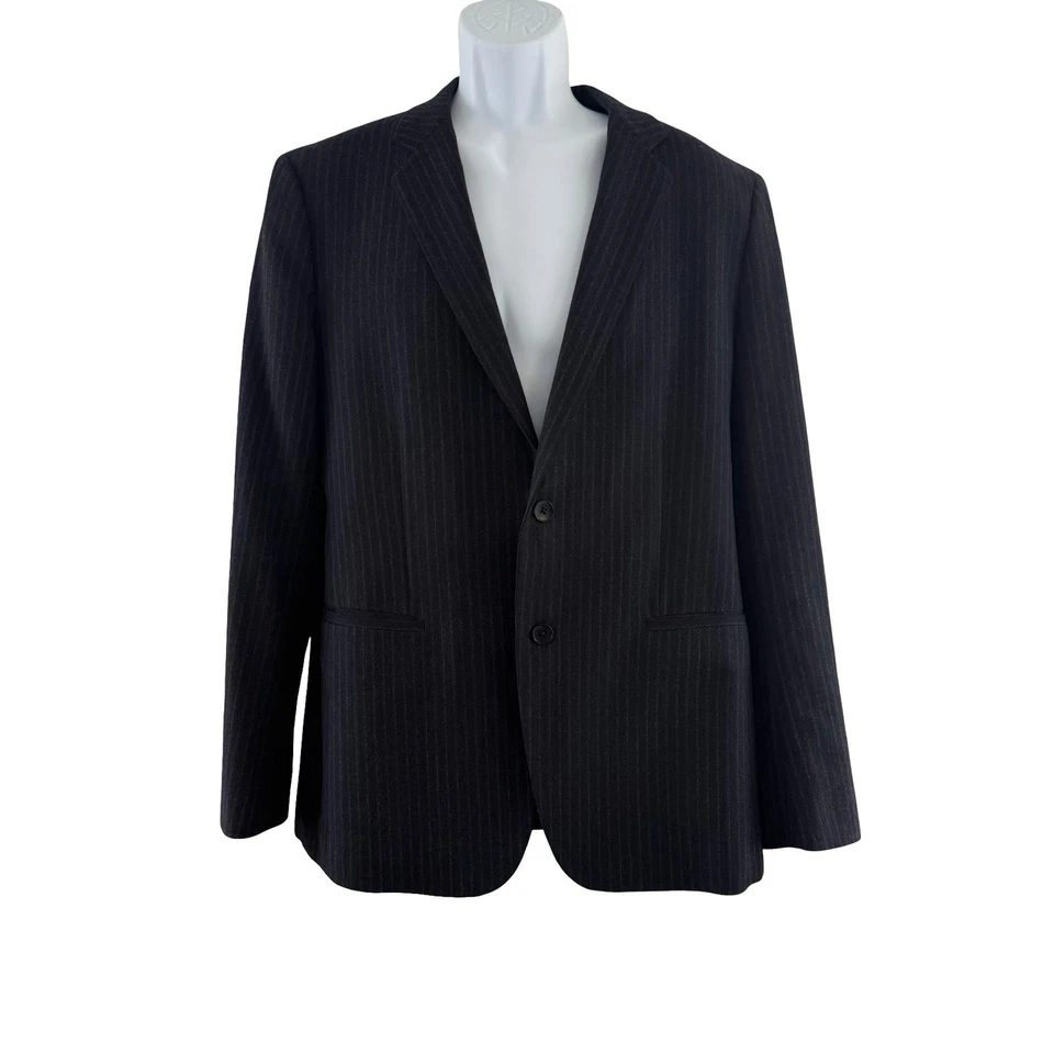 Theory Blazer Mens 42 Gray Pinstripe Two Button Wool Blend Suit Jacket - Image 4 of 4