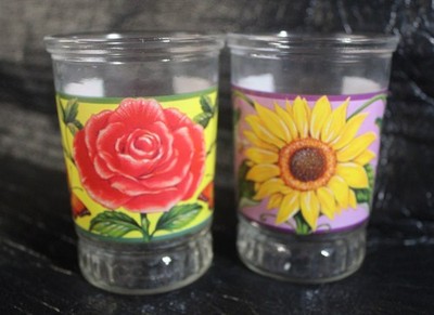 Pair of vintage Bama jelly jar juice glasses (78)