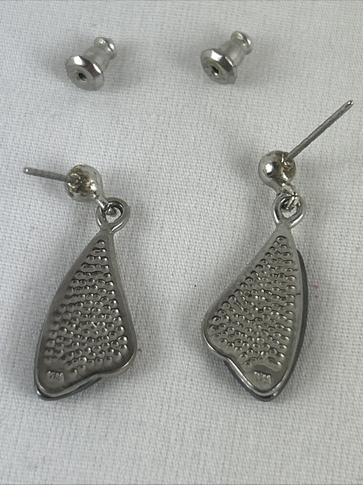 Dangling Stud Earrings Dark Gray Triangle Stone 1… - image 3