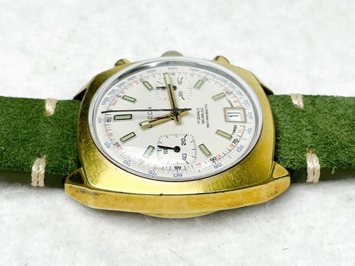 Reloj de pulsera URECH cronógrafo Valjoux 7734 vintage años 70 Swiss Made Tritium LEER - Imagen 3 de 11