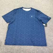 Spyder Rash Guard Shirt Mens XL Blue Geometric UPF 30 Swim Surf Quick Dry
