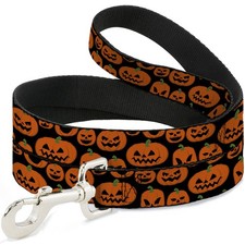 Dog Leash Jack-o'-Lantern Pumpkin Expressions Black/Orange WIDE 1.5" (US IMPORT)