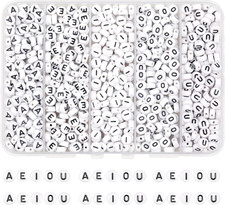 800Pcs Letter Beads 4X7Mm White Alphabet Beads Acrylic round Shape Loose Beads f