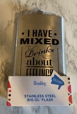 Wembley "Big Ol' Flask" 64 oz Stainless Steel I Have Mixed Drinks About Feelings