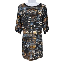 Michael Stars Dress Womens Medium Shift Cutout Abstract Lightweight Casual Mini