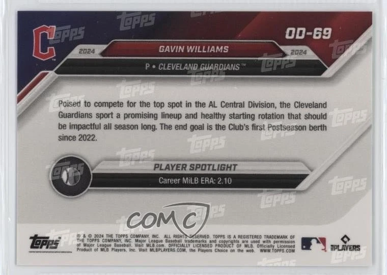 2024 Topps Now Road to Opening Day /394 Gavin Williams #OD-69 Rookie RC - Image 2 of 2
