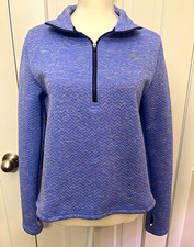 PUMA Cell Warm Women's M Blue Chevron 1/4 Zip Mock Neck Pullover Polyester