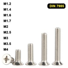 M1-M4 Countersunk Flat Head Screws Machine Bolts Phillips Nickel Plated Steel