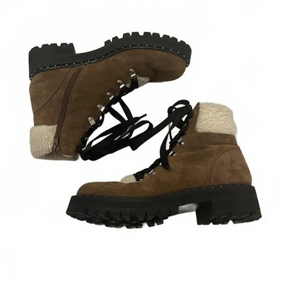 Steve Madden 'Receptive' Spiked Lined Leather Lace Up Brown/Black Boots