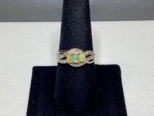 ETHIOPIAN OPAL TWG .045 CTS PLATINUM OVER STERLING SILVER SIZE 8 RING JEWELRY