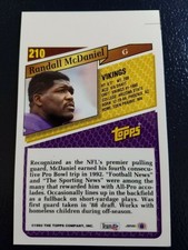 Randall McDaniel Vikings NFL 1993 TOPPS BLANK FRONT PRE PRINT PROOF WOW