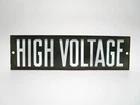 Vintage Porcelain High Voltage Warning Sign Plate Dark Green / White
