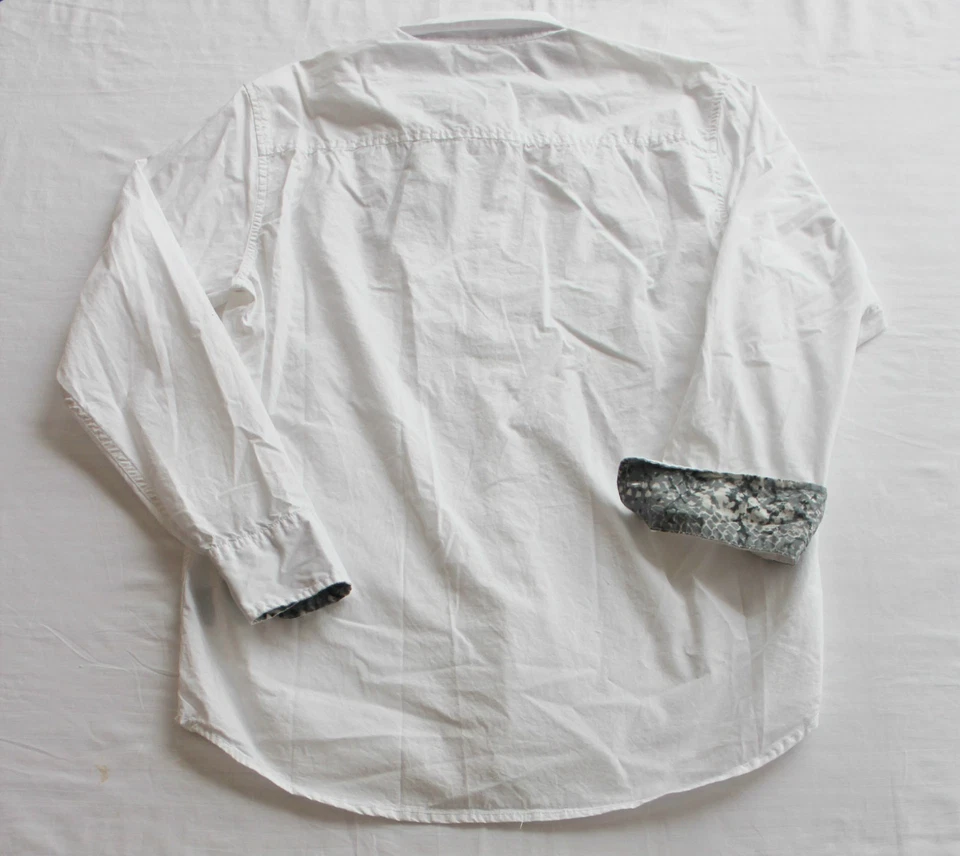 Camisa ANDREW CHARLES Para Hombres Blanca Contraste Tachonada Cuello y Puños LS NUEVA CON ETIQUETAS L $70 Foto 3 de 4