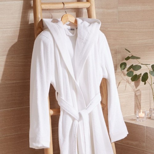 Unisex Terry Towelling Hooded Bath Robe 100% Cotton Dressing Gown Bathrobe UK - Picture 17 of 34