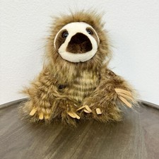 Aurora Luxe Boutique Mandra Sloth Long Hair Fur Brown Stuffed Toy Animal