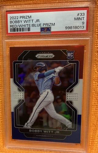 Bobby Witt JR Rookie 2022 Panini Prizm #33 Red/White/Blue Prizm Royals PSA 9 MT - Picture 3 of 6