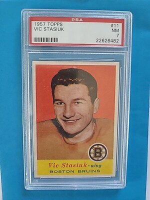 1957-58 Vic Stasiuk Topps #11 PSA 7 NEAR MINT Boston Bruins | eBay