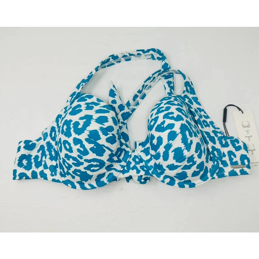 New Calvin Klein Womans Sz Medium Bikini Top Swim Underwired Animal Pleated NWT - Image 3 of 4