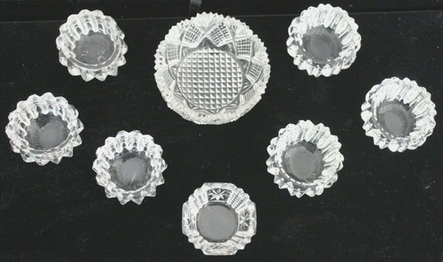 American Brilliant Period 7 Crystal Salt Cellars Plus Master Salt - 4 Patterns - Picture 2 of 8