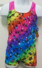 Multi Color Shorty unitard w/ scrunchie stars Acro Gymnastics over 70 available