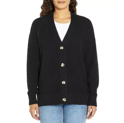 NWT ~ GAP Textured Cardigan Sweater Black Color Ladies Sz L MSRP $79.95 - Picture 1 of 5