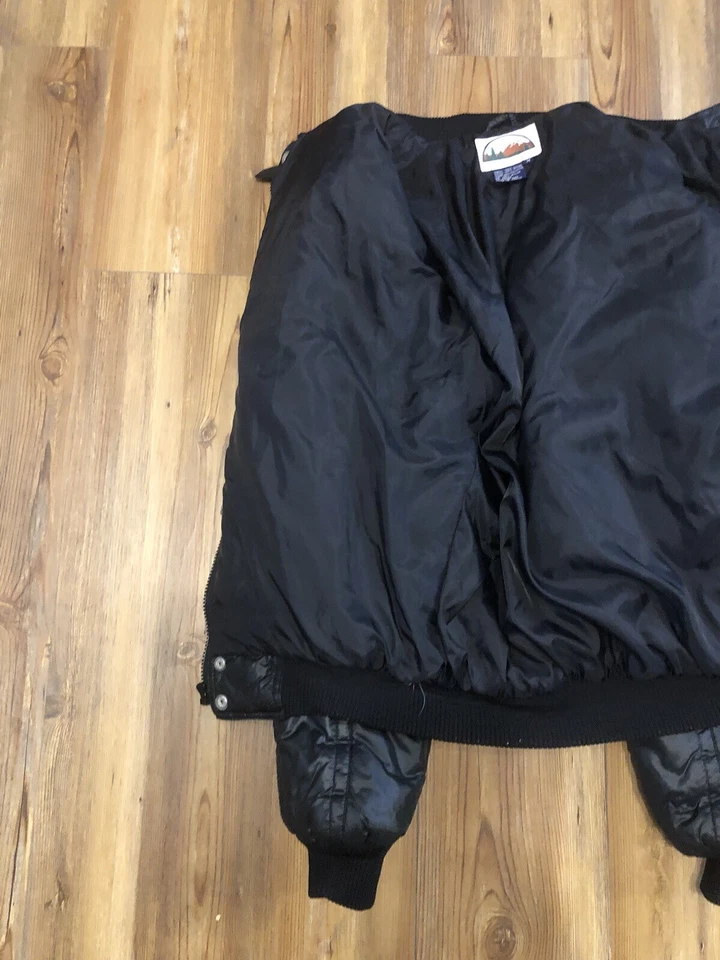 Винтажный Peterbilt водитель грузовика гонщик пуховик Bomber черная куртка мотоциклиста мужской размер M - Изображение 4 из 4