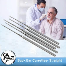 Set Of 5 Buck Ear Curettes Blunt Straight ENT Ear Cleaning Surgical Instruments
