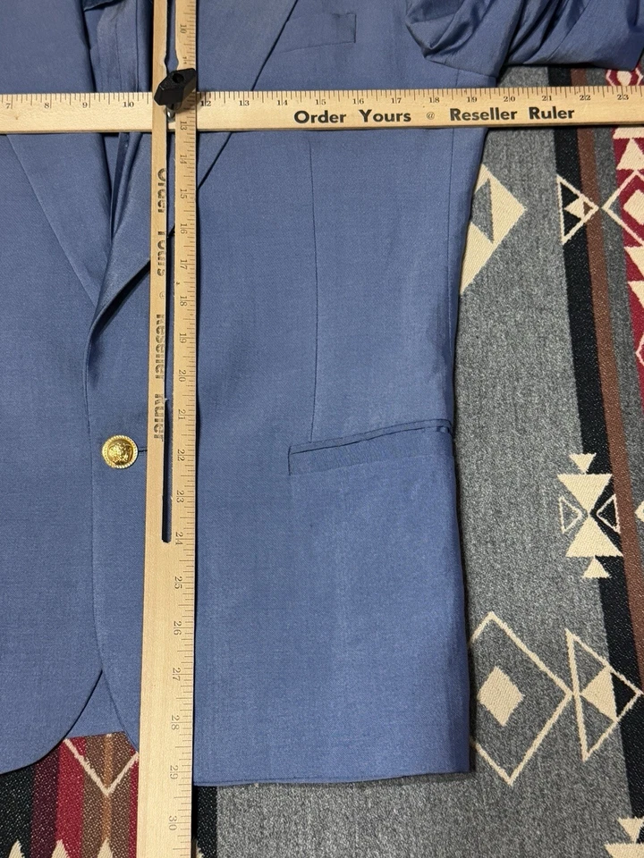 Gianni Versace Men’s 38 50IT Wool Silk Cotton Blazer Blue Italy BR - Image 4 of 4