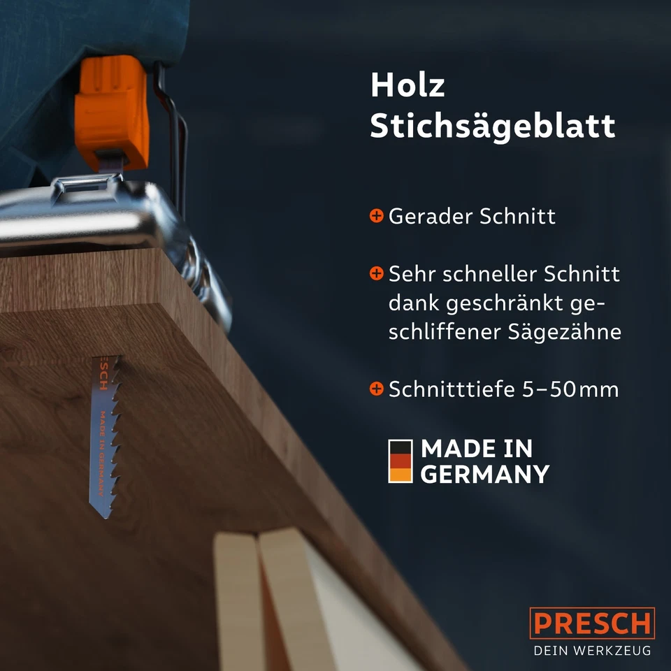 Presch Stichsägeblätter Holz 10 Stk. - Extrem schneller, gerader Schnitt 5-50mm - Bild 2 von 4