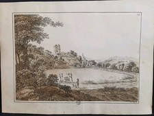 Radierung,Umrissradierung, braun laviert,Adrian Zingg, Dresden Tharandt 