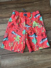 Cherokee Boys Small Bright Pink Surfing Swim Trunks Summer Neon Waves Swimsuit