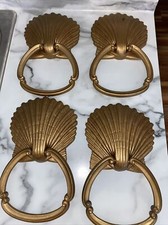 Vintage Set Of 4 HOMCO Shell Hand Towel Rings Home Interiors Nautical Beach EUC