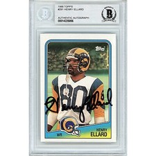 Henry Ellard Signed 1988 Topps #291 Los Angeles Rams Beckett BAS Slabbed Auto