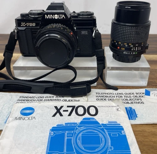 Minolta X-700 MPS 35mm Camera With 50mm and 135mm Lenses - Untested