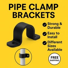 Heavy Duty Brackets for Poles & Pipe – Two Hole Strap Clamp Pipe Clips – Black