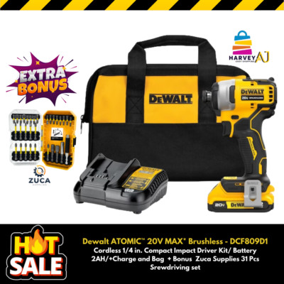Dewalt ATOMIC 20V MAX* Brushless - DCF809D1 Battery 2.AH Charge &Bag +Bonus