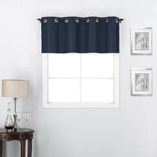 Midnight 1 Piece 100% Blackout Insulated Grommet Top Window Curtain Valance