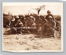 Original WW2 Type-1 USMC IWO JIMA Vintage Photo GROUP OF ARMED MARINES IN CAMP