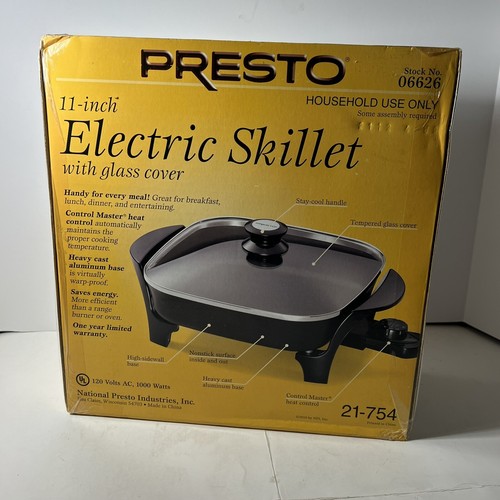Presto 11 Inch Electric Skillet With Glass Cover No. 06626 New
