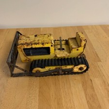 Vintage Bulldozer 1950s Yellow Black Pressed Steel