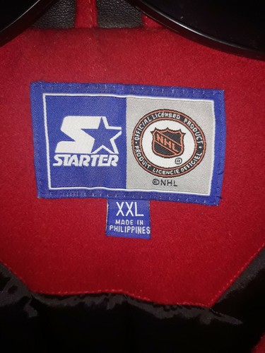 Vintage 90s Detroit Red Wings Starter Wool and Leather Puffer Varsity Jacket 2XL - Picture 9 of 10