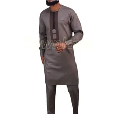 Hot Clothing 2 Piece African Clothes for Men Long Sleeve Top Pant Matching Set