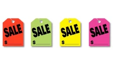 SALE $ Price - Jumbo Car Mirror Hang Tags Sale Pricing Signs (50 Per Pack)