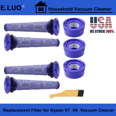 4 Pre Filters & 3 HEPA Post Replacement Filters for Dyson V7 V8 Vacuum Cleaners