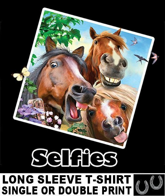 ALTRA DIVERTENTE T SHIRT SELFIE CAVALLO MUSTANG QUARTER O ALTRE RAZZE AB362