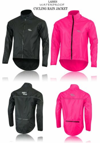 Ladies Cycling Jacket High Visibility Waterproof Bicycle Running Top Rain Coat - Picture 1 of 14