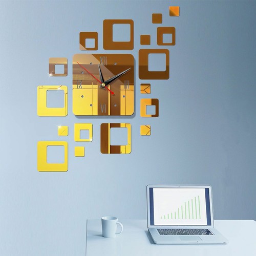 7 Types 3D Mirror Surface Large Wall Clock DIY Sticker Office HomeShop Art Decor - Picture 27 of 32
