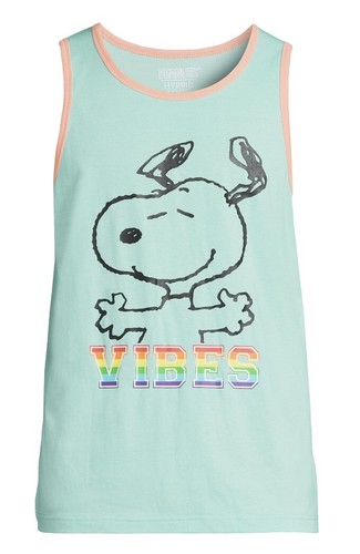 Peanuts Large (42-44) Snoopy “vibes” Men's Pride Graphic Tank Top Rainbow Tee - Picture 5 of 5