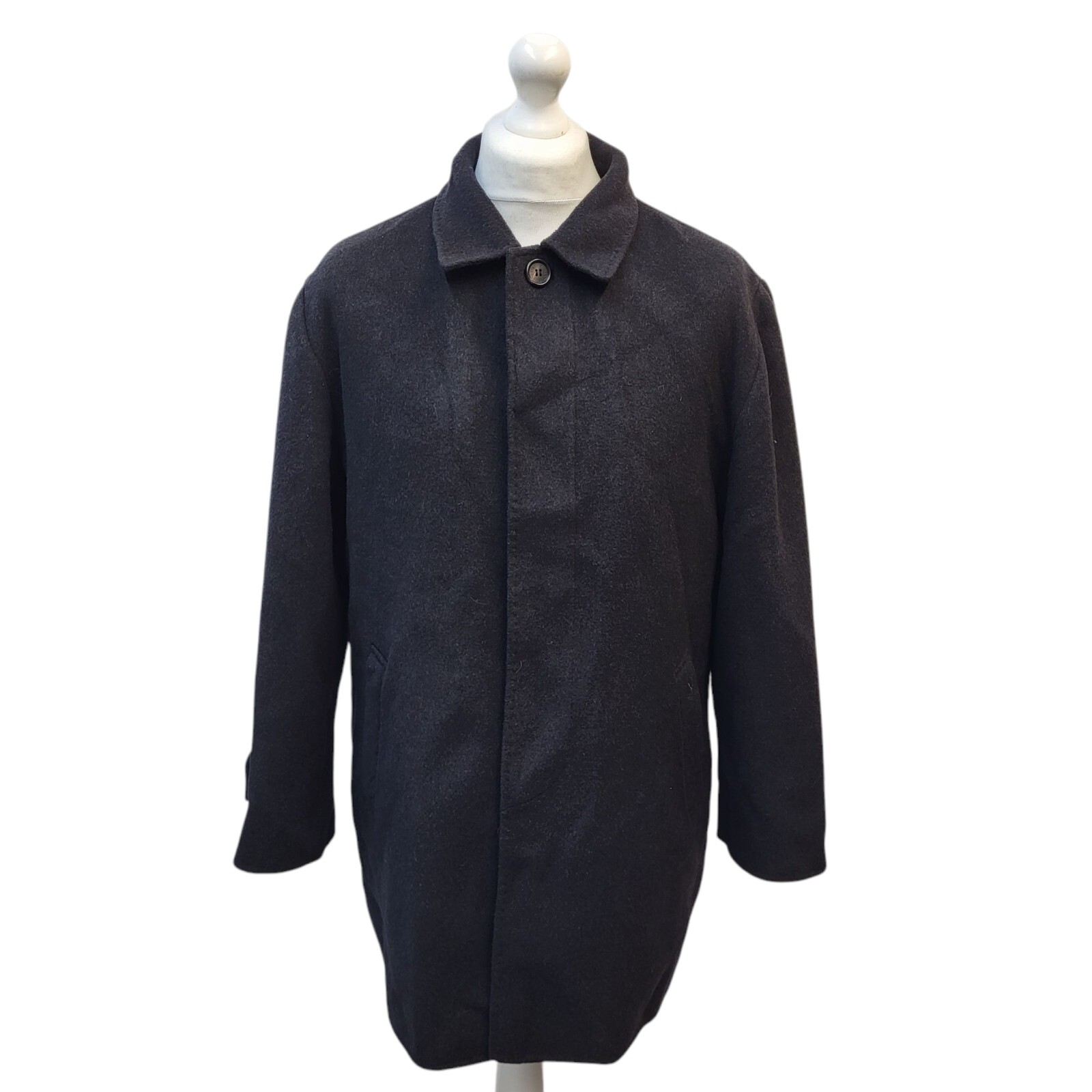 Cappotto Yves Saint Laurent nero con bottoni lana UK uomo taglia media EE429